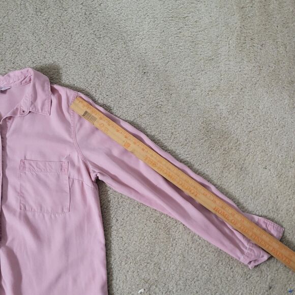 Old Navy Shirt Womens M Mauve Pink LS Button Up The Tunic Shirt Beach Tropical - Picture 6 of 12